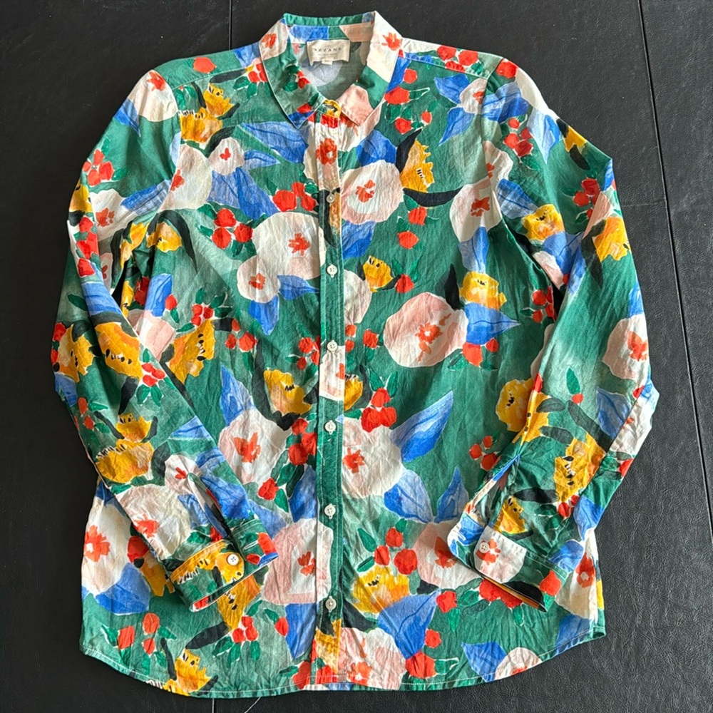 Sezane beautiful floral long sleeved blouse